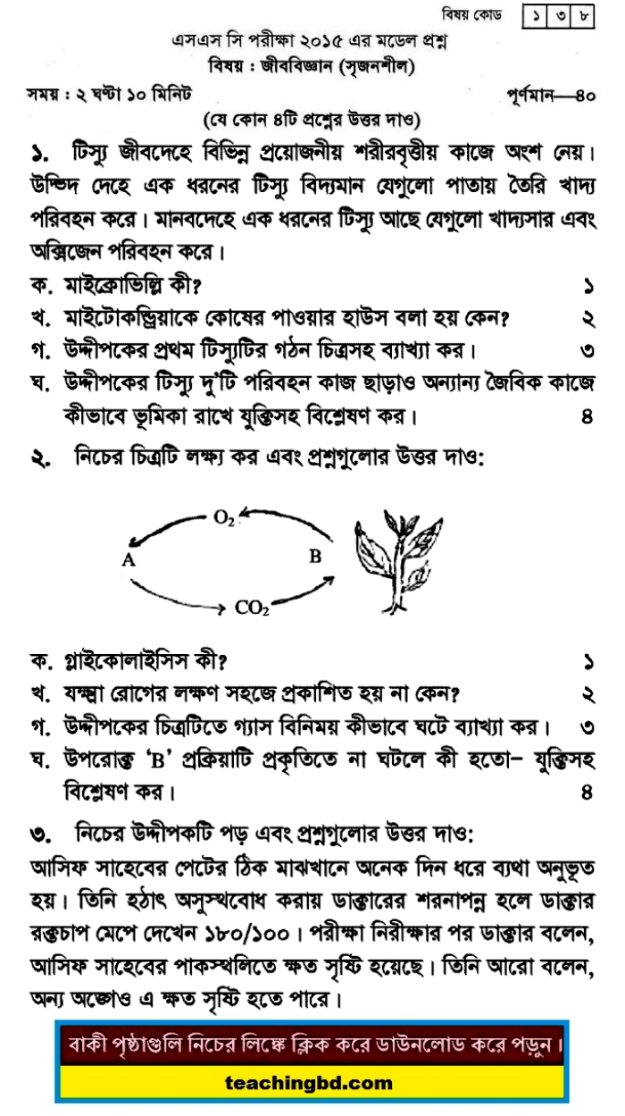 Biology Suggestion and Question Patterns 2015-4