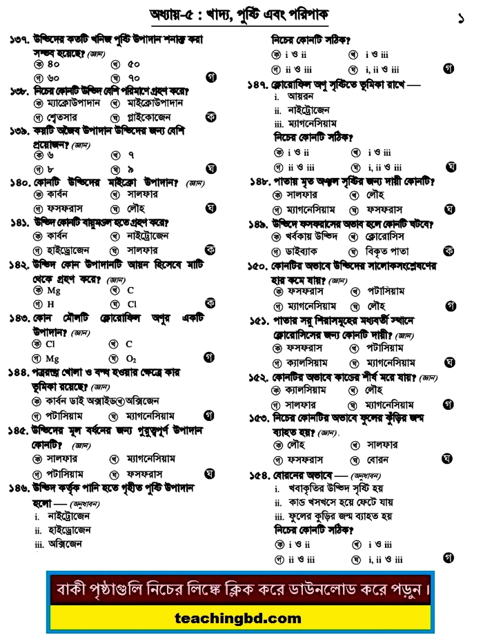 SSC MCQ Question Ans. Food, Nutrition and Digestion