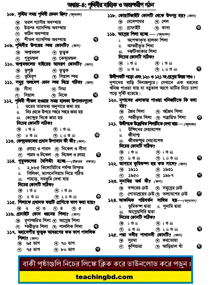 SSC MCQ Question Ans. External and Internal Structure of the Earth