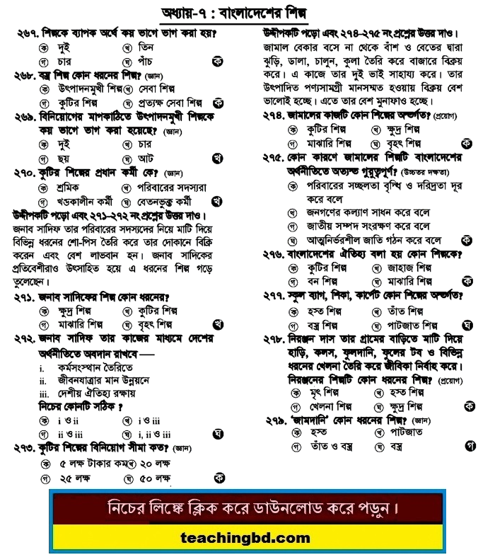 SSC MCQ Question Ans. Industries of Bangladesh