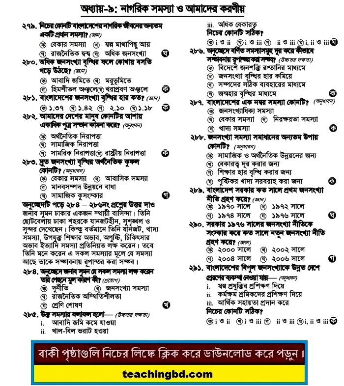SSC MCQ Question Ans. Problem of citizen and what we should do