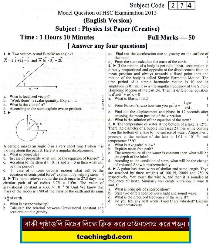 English Version Physics Suggestion and Question Patterns of HSC Examination 2015-4