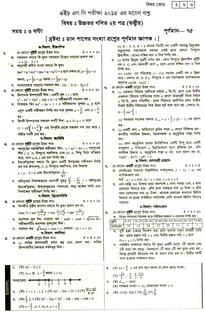 Higher Mathematics 2nd Paper Suggestion and Question Patterns of HSC Examination 2015-4