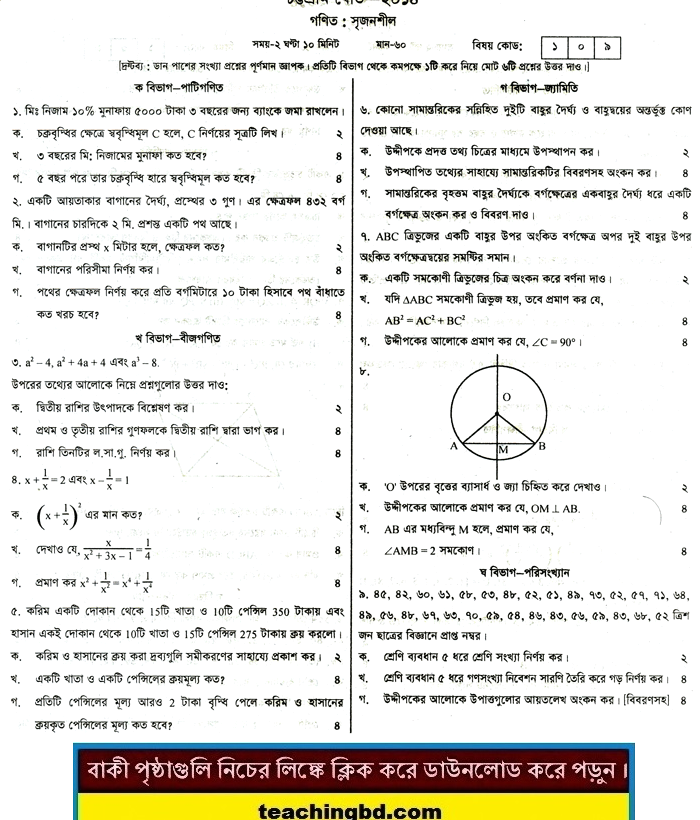 Mathematics Suggestion and Question Patterns of JSC Examination 2015-11