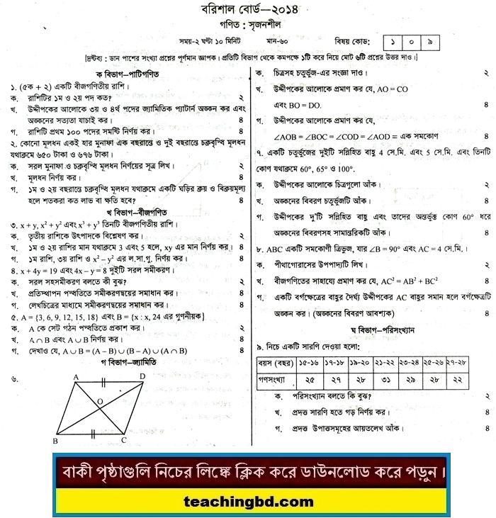 Mathematics Suggestion and Question Patterns of JSC Examination 2015-14