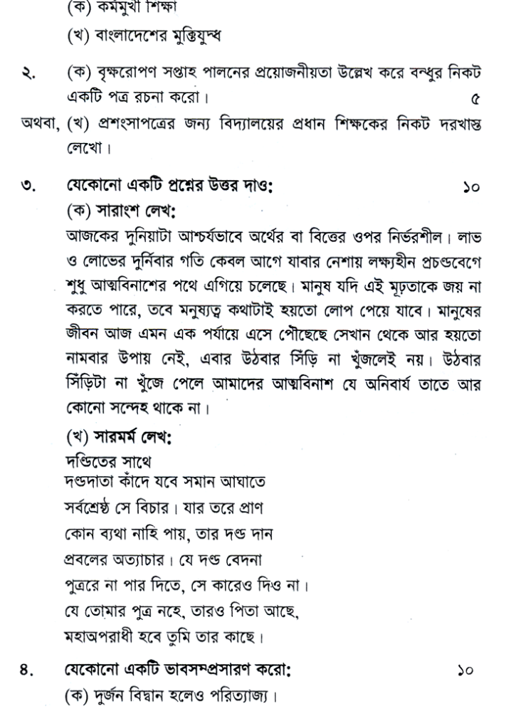 Bengali 2nd Paper Suggestion and Question Patterns of SSC Examination 2016-4