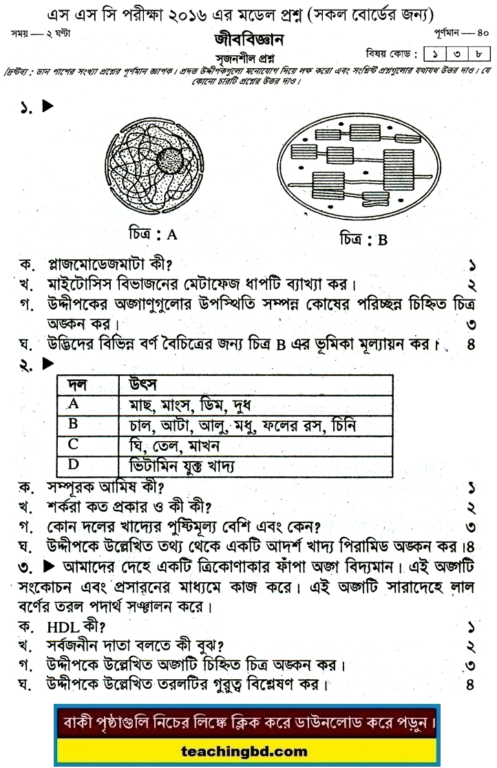 Biology Suggestion and Question Patterns of SSC Examination 2016-19