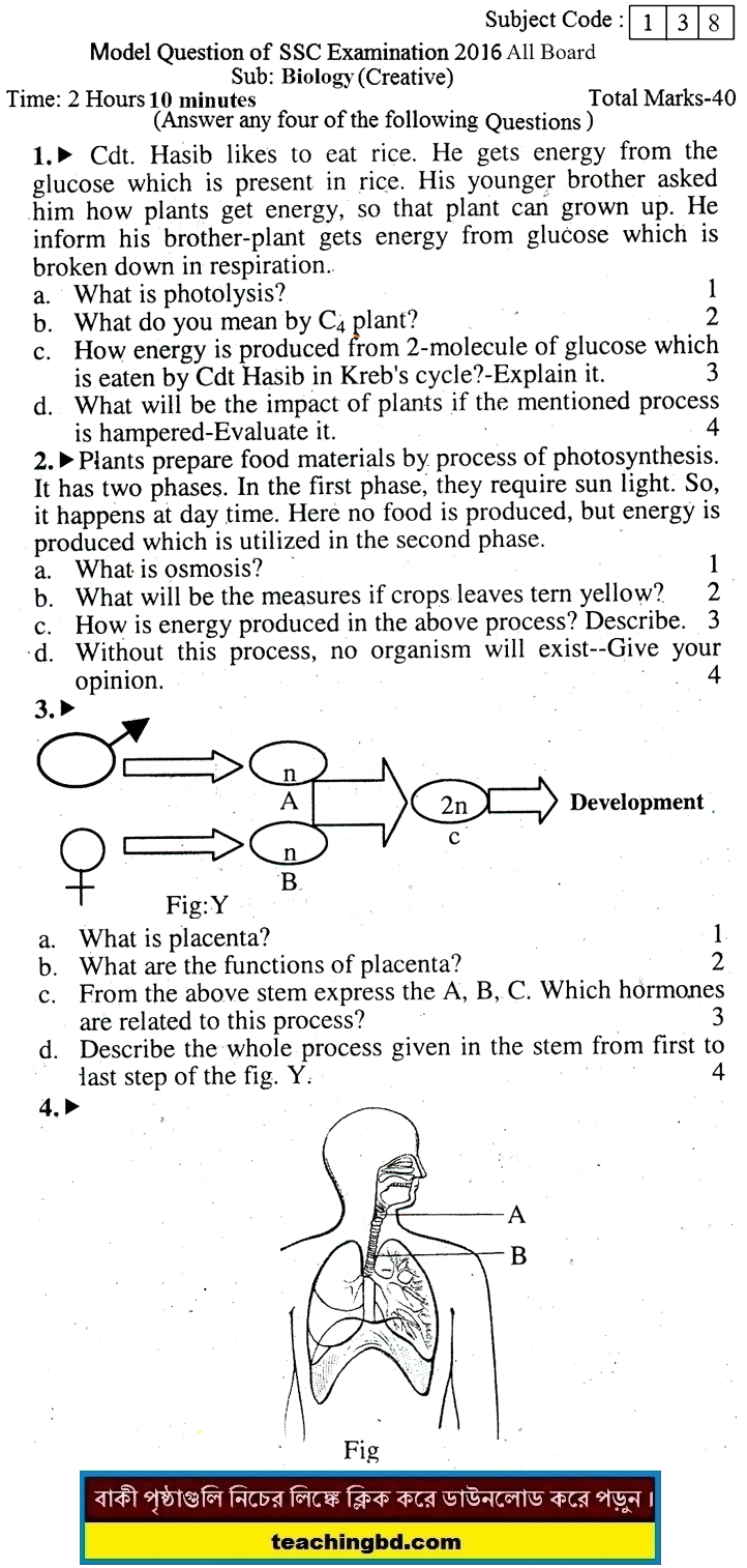 EV Biology Suggestion and Question Patterns of SSC Examination 2016-4