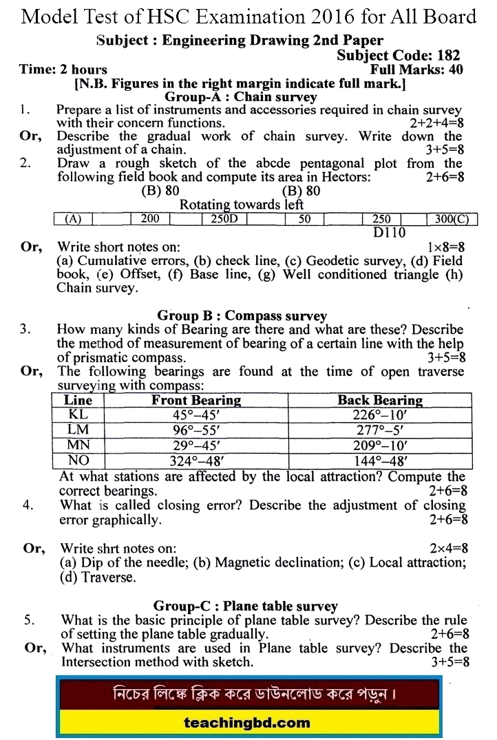 EV Engineering Drawing and Survey 2 Suggestion and Question Patterns of HSC Examination 2016-2