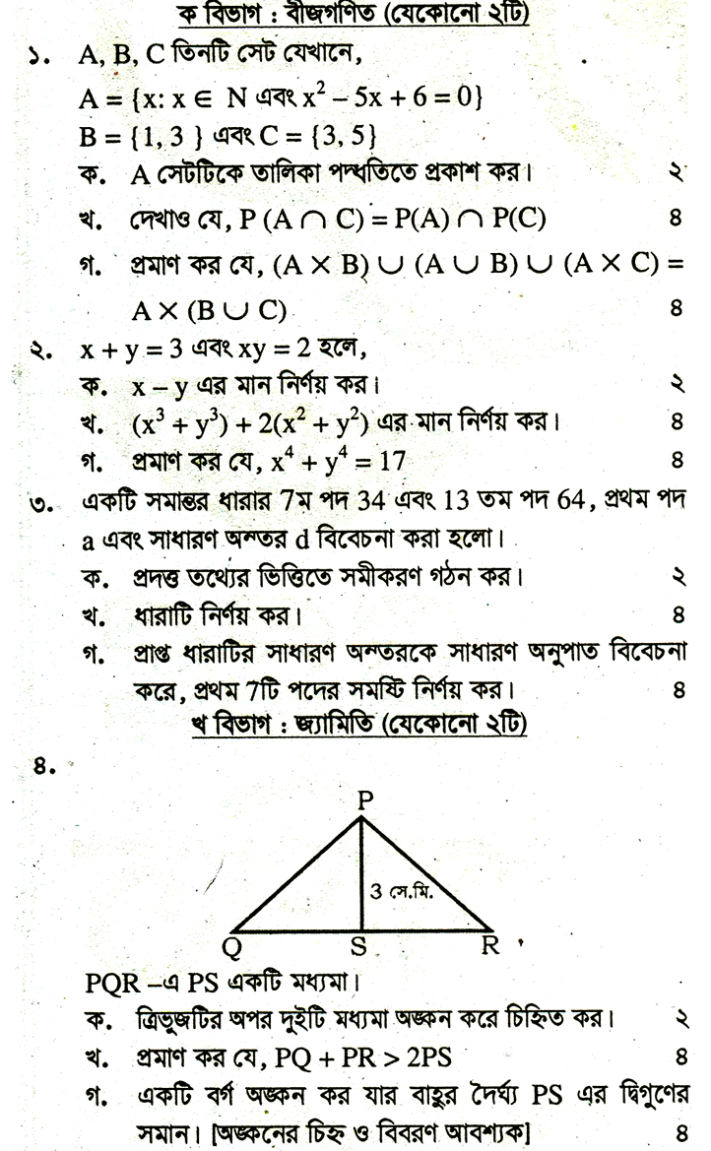 Mathematics Suggestion and Question Patterns of SSC Examination 2016-2