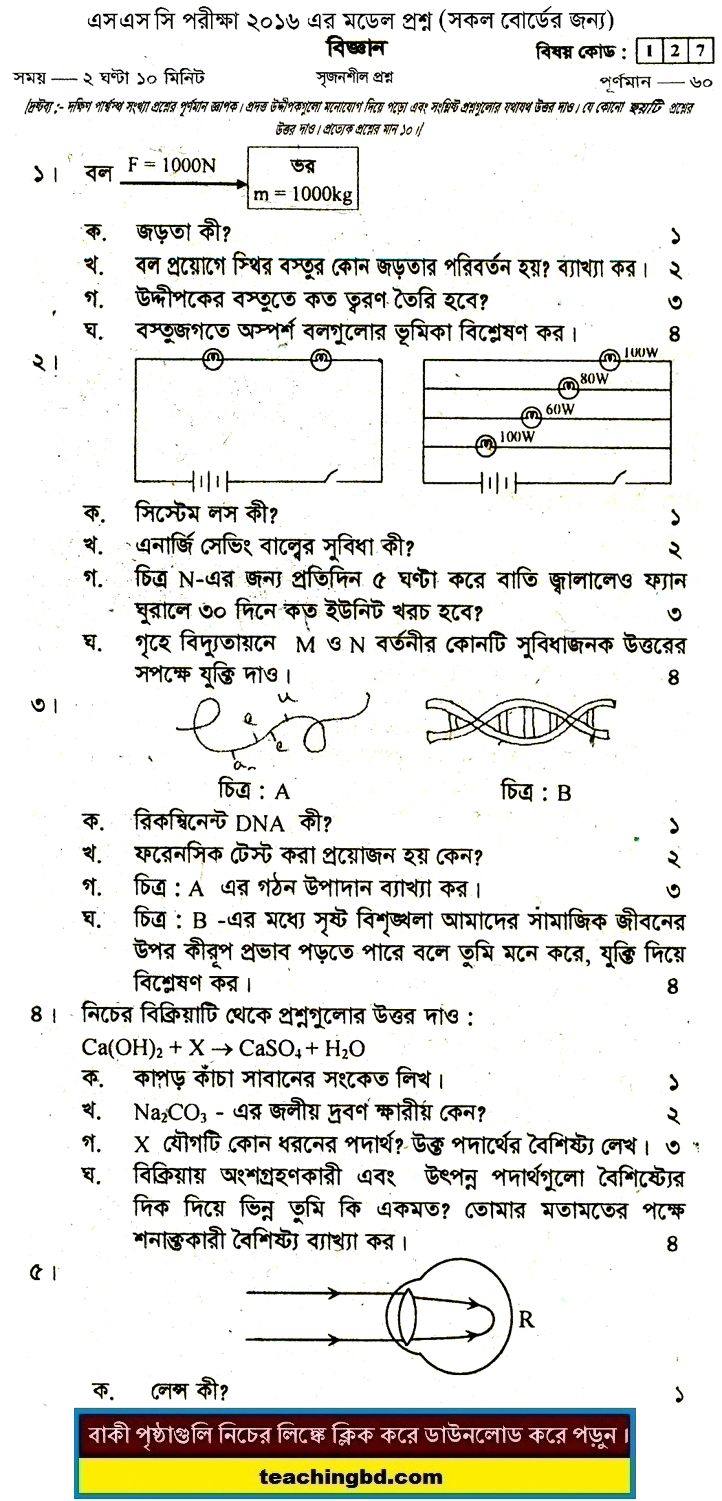 Science Suggestion and Question Patterns of SSC Examination 2016-8