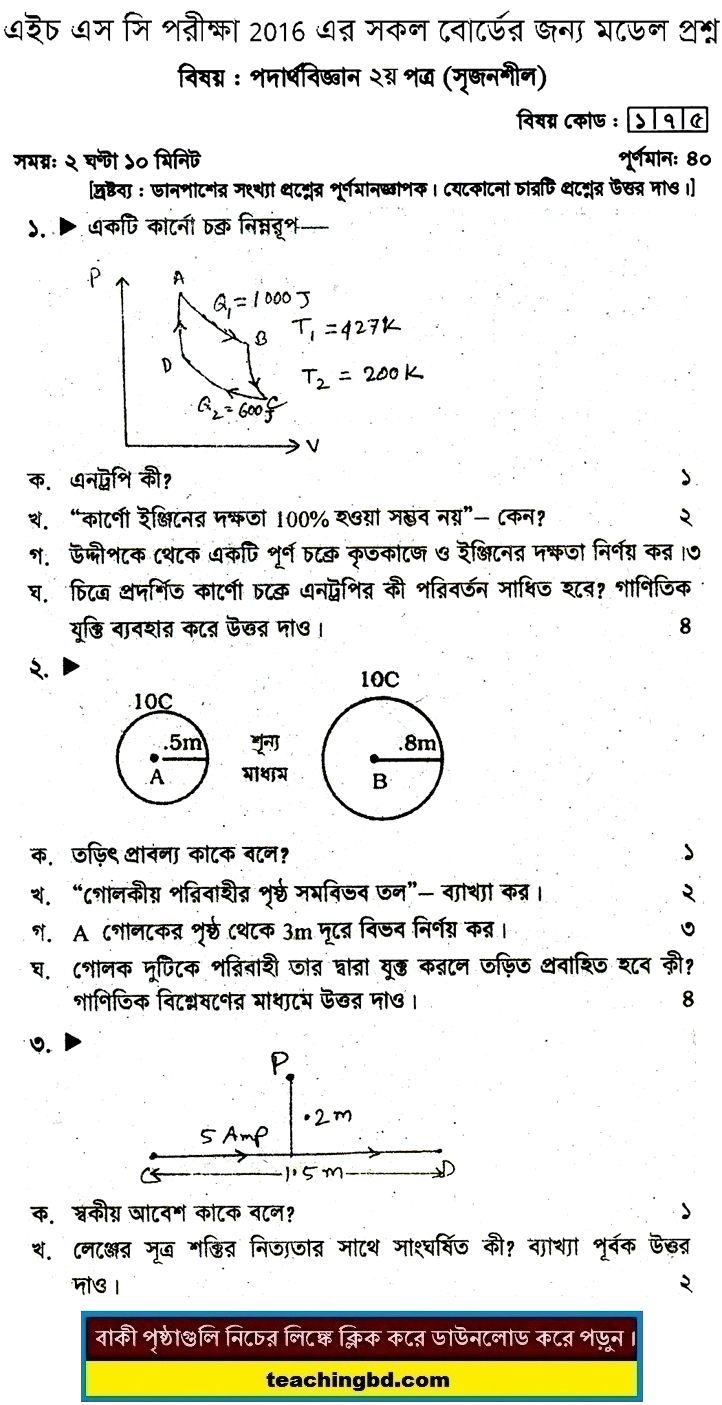 Physics 2 Suggestion and Question Patterns of HSC Examination 2016-10