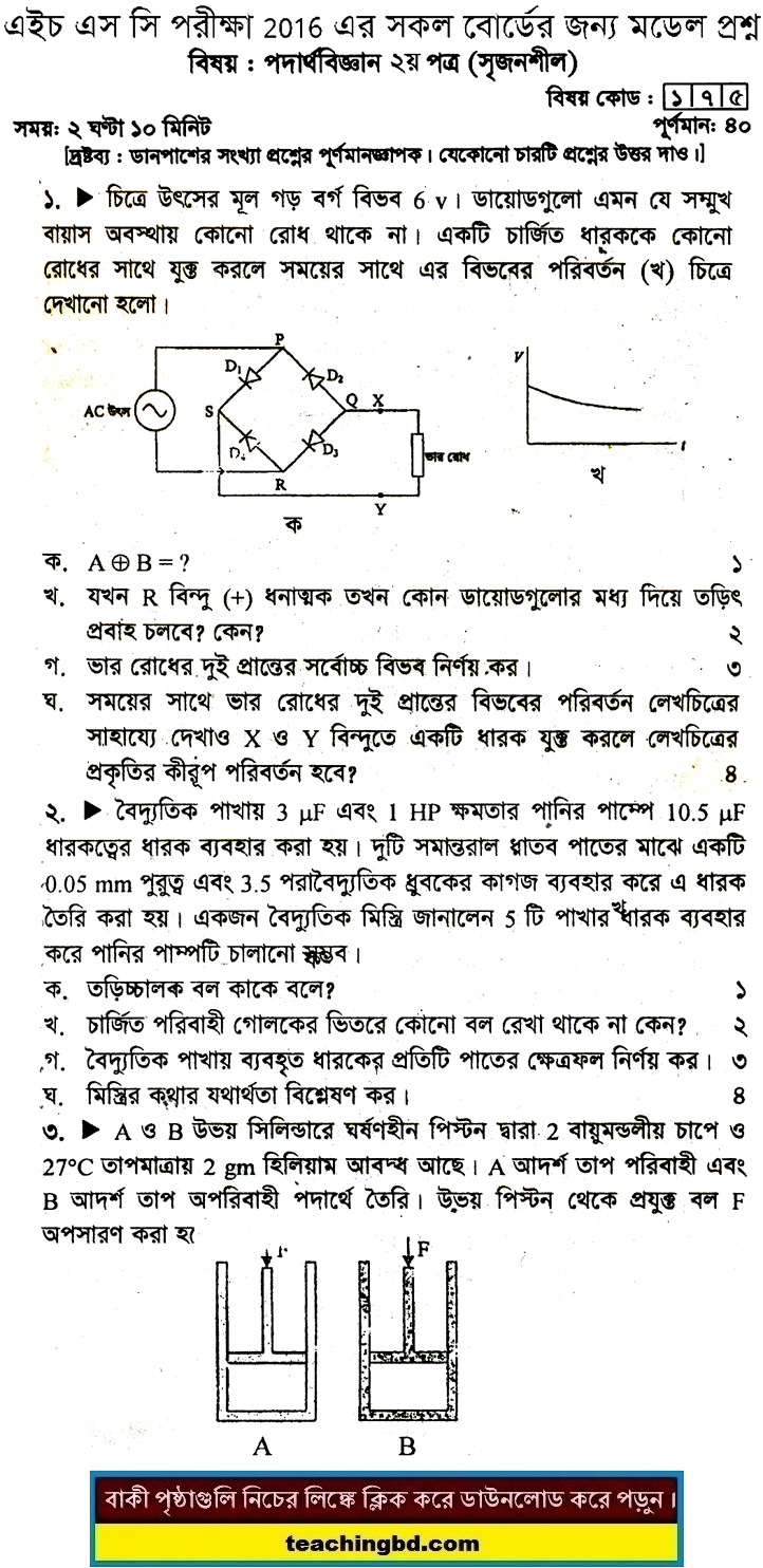Physics 2 Suggestion and Question Patterns of HSC Examination 2016-15