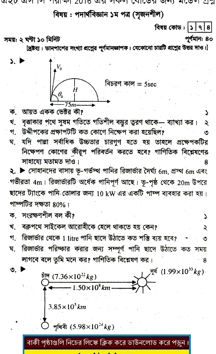 Physics Suggestion and Question Patterns of HSC Examination 2016-13